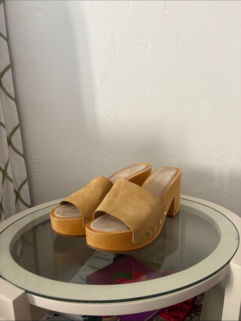 Veronica Beard Tan Suede Platform Mule Heels - Women